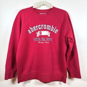 VTG Abercrombie & Fitch Crewneck Sweatshirt Women's XL Red USA Y2K Collegiate
